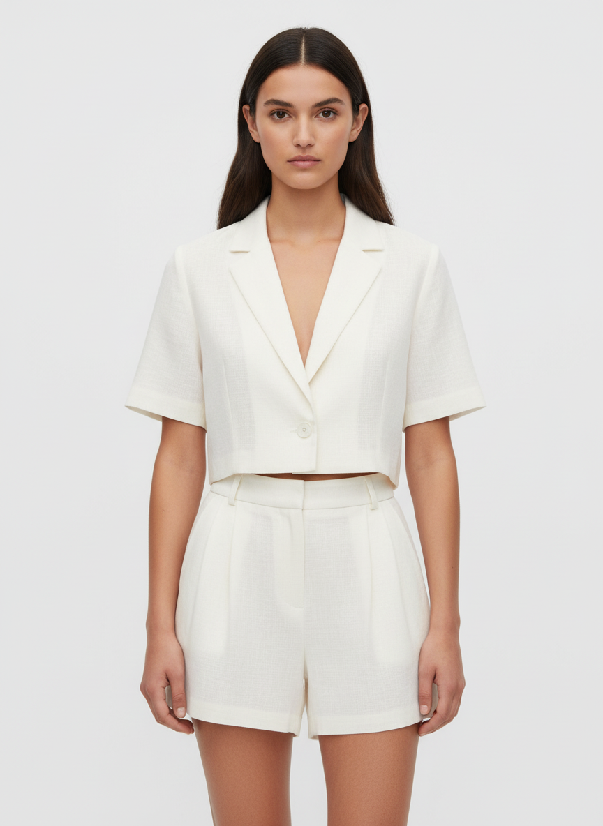 Open Lapel Top & Shorts Co-ord Set