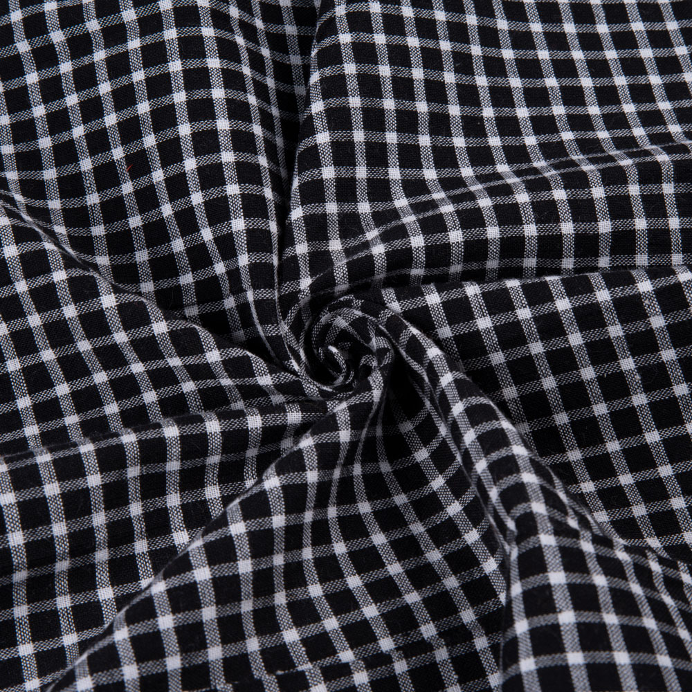 Check Black & White Pure Cotton 106 GSM Handwoven Fabric