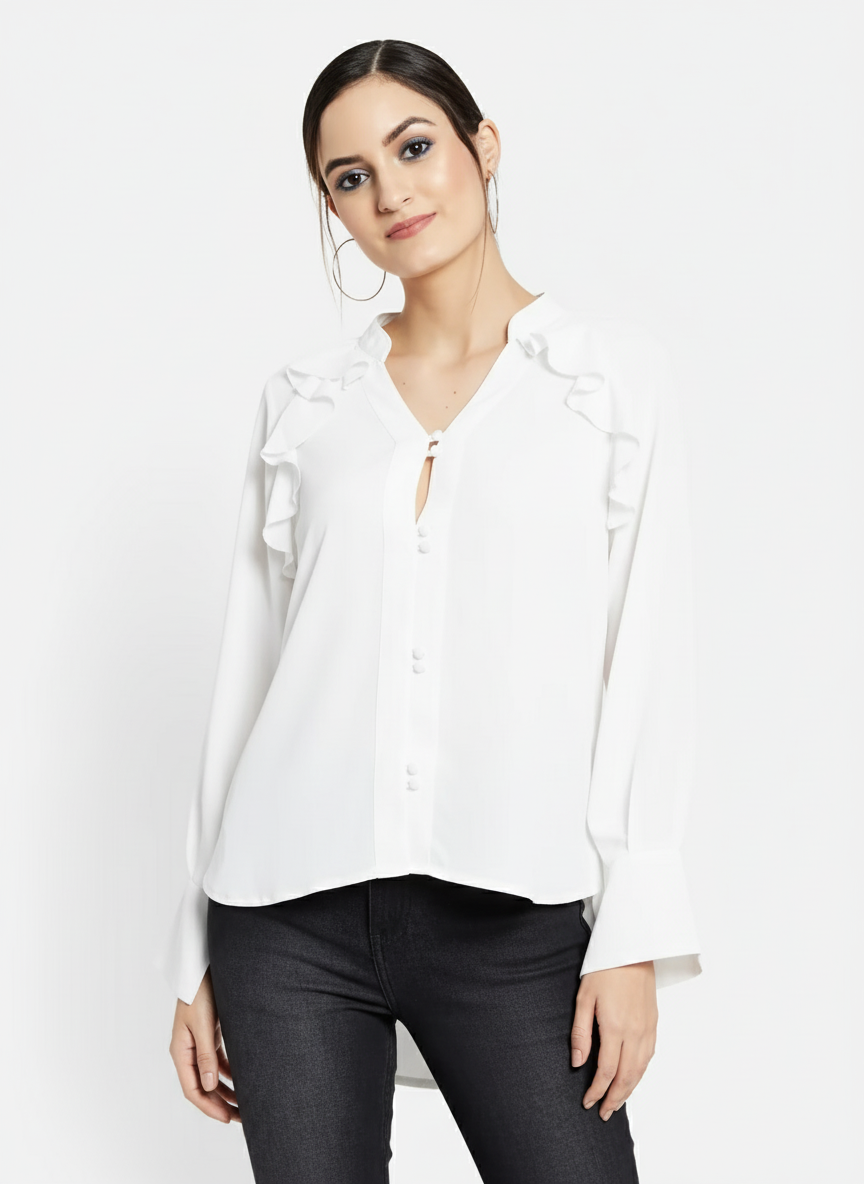 Ruffled Long Sleeves Raglan Top