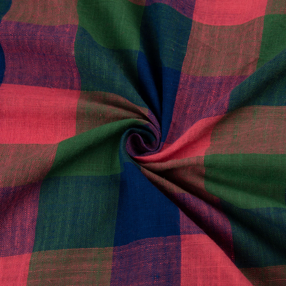 Check Multicolour Pure Cotton 98 GSM Handwoven Fabric