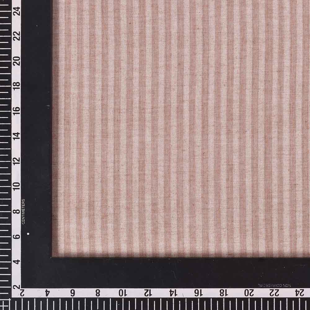STRIPE BROWN PURE COTTON 85 GSM HANDWOVEN FABRIC P15