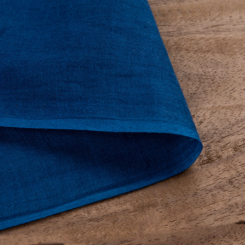Plain Blue Khadi Cotton 69 GSM Handwoven Fabric
