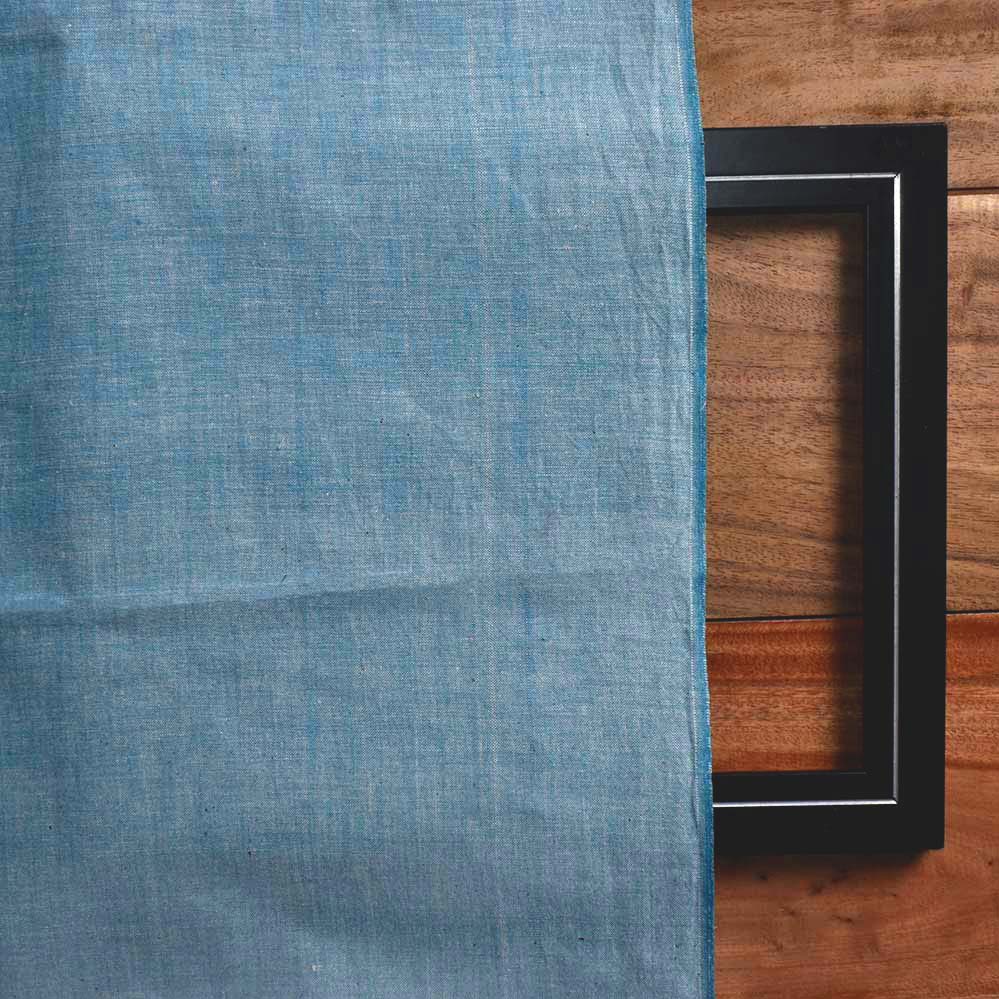 CHAMBRAY LIGHT TEAL KHADI COTTON 115 GSM HANDWOVEN FABRIC