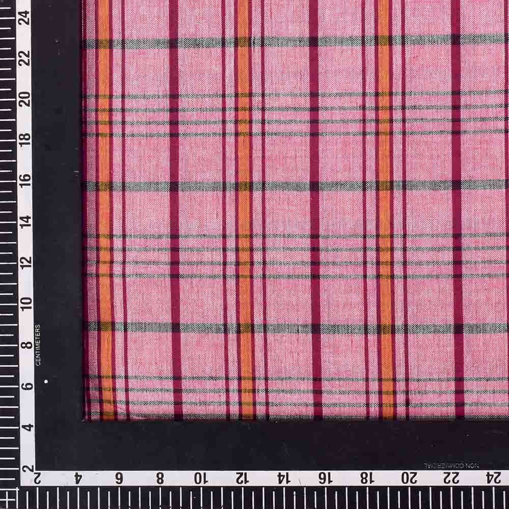 Check multicolour 90 GSM pure cotton handwoven fabric