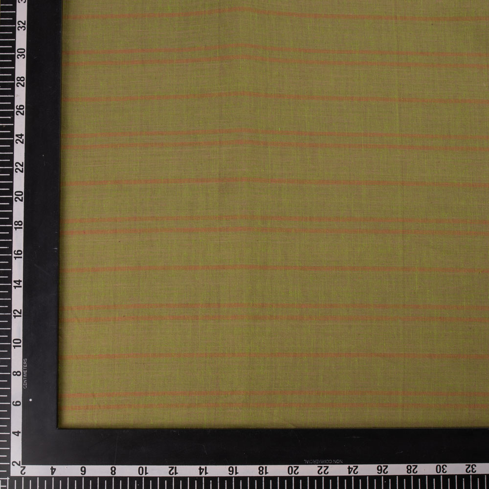 STRIPE OLIVE PURE COTTON 56 GSM HANDWOVEN FABRIC