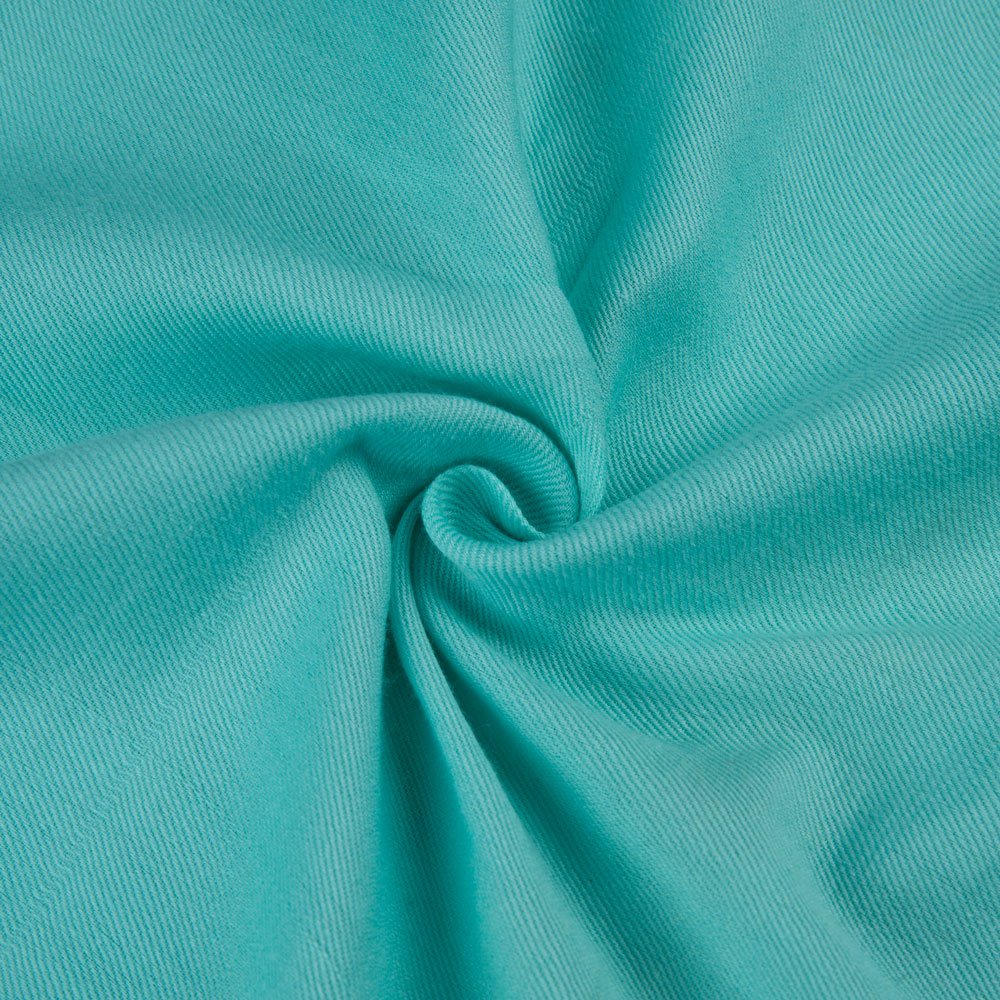 Solid Satin Twill Aqua Blue Pure Cotton 102 GSM Handwoven Fabric