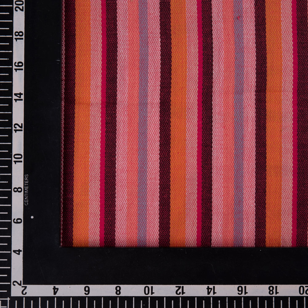 STRIPE HERRINGBONE TWILL MULTICOLOUR PURE COTTON 100 GSM HANDWOVEN FABRIC