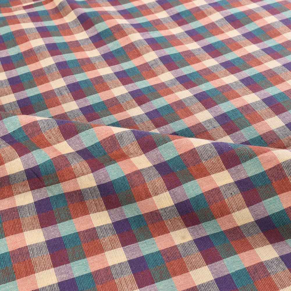 CHECK MULTICOLOUR PURE COTTON 100 GSM HANDWOVEN FABRIC 465