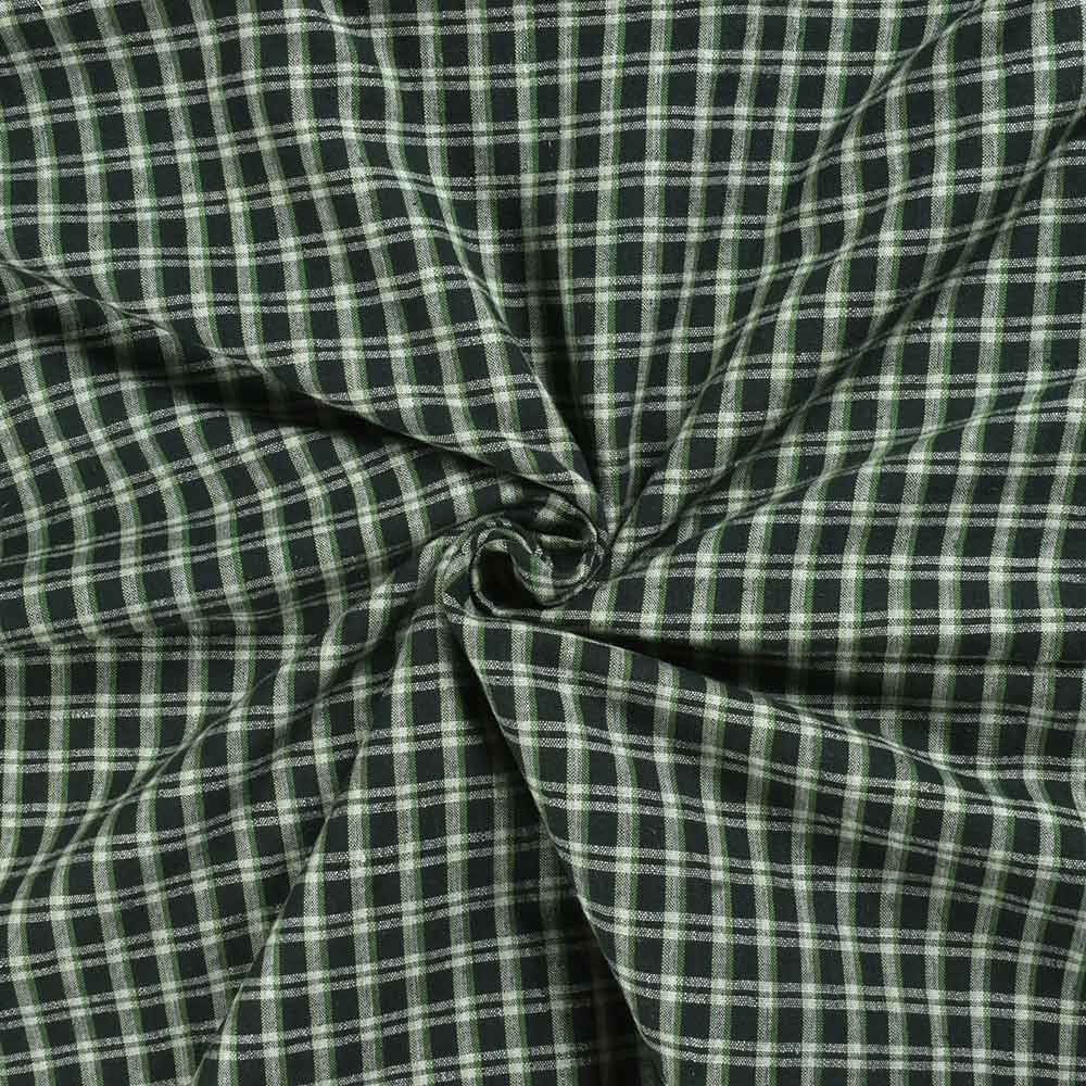 Check Green Pure Cotton 125 GSM Handwoven Fabric