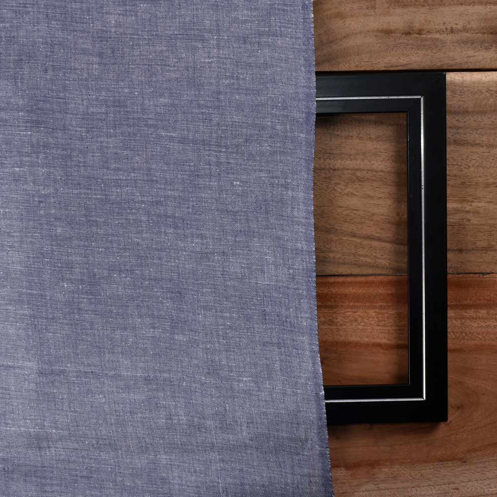 CHAMBRAY BLUE KHADI COTTON 115 GSM HANDWOVEN FABRIC N7