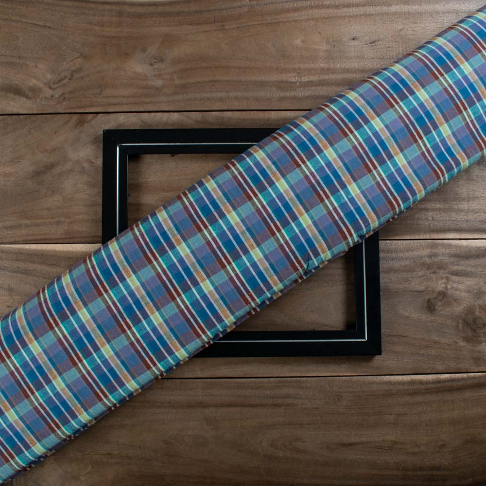Multicolour Check Cotton & Khadi 125 GSM Handwoven Fabric 801