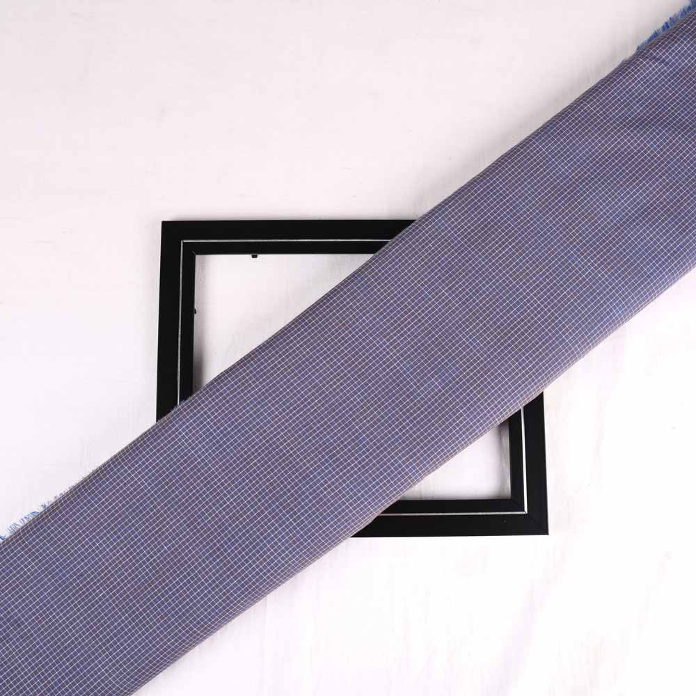 Check Purple Pure Cotton 90 GSM Handwoven Fabric