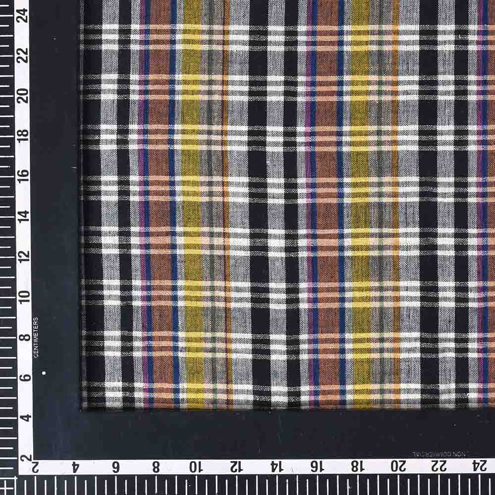 CHECK MULTICOLOR COTTON LINEN AND KHADI 105 GSM HANDWOVEN FABRIC
