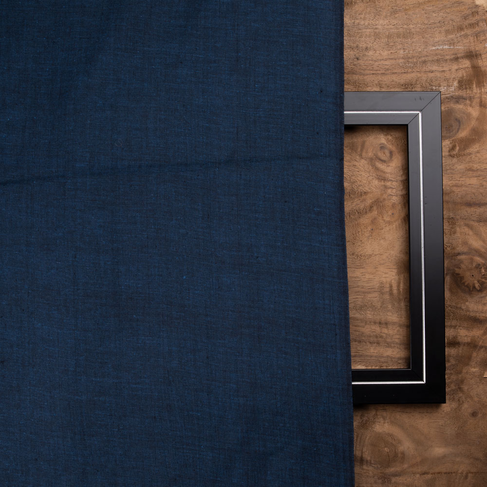 CROSS COLOUR BLUE PURE COTTON 95 GSM HANDWOVEN FABRIC