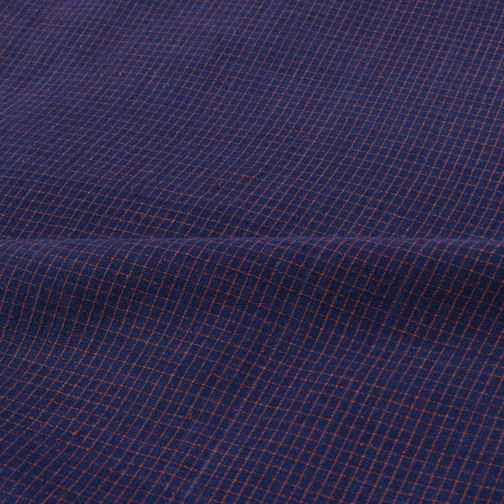 CHECK BLUE BROWN PURE COTTON 85 GSM HANDWOVEN FABRIC