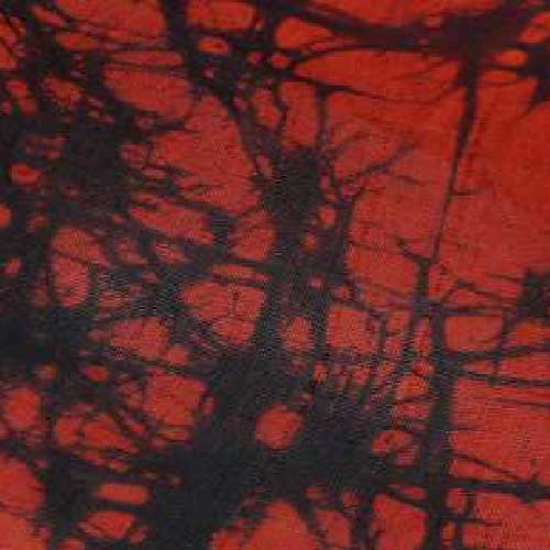 Abstract Black Red Batik Mulberry Silk 40 GSM Fabric 05