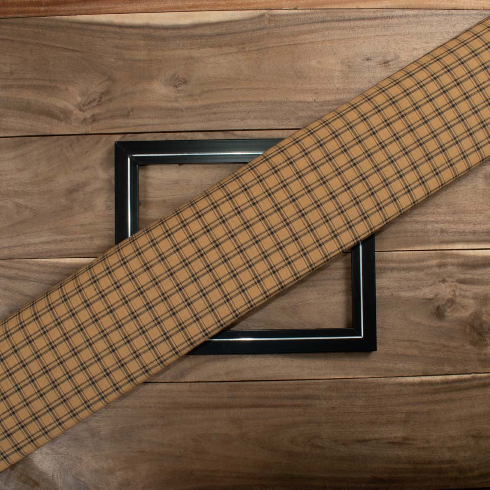 Check Mustard Yellow and black Pure Cotton 100 GSM Handwoven Fabric