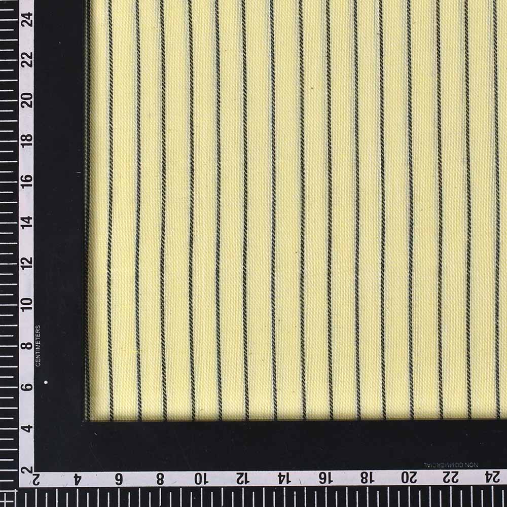 STRIPE TWILL YELLOW BLACK PURE COTTON 100 GSM HANDWOVEN FABRIC
