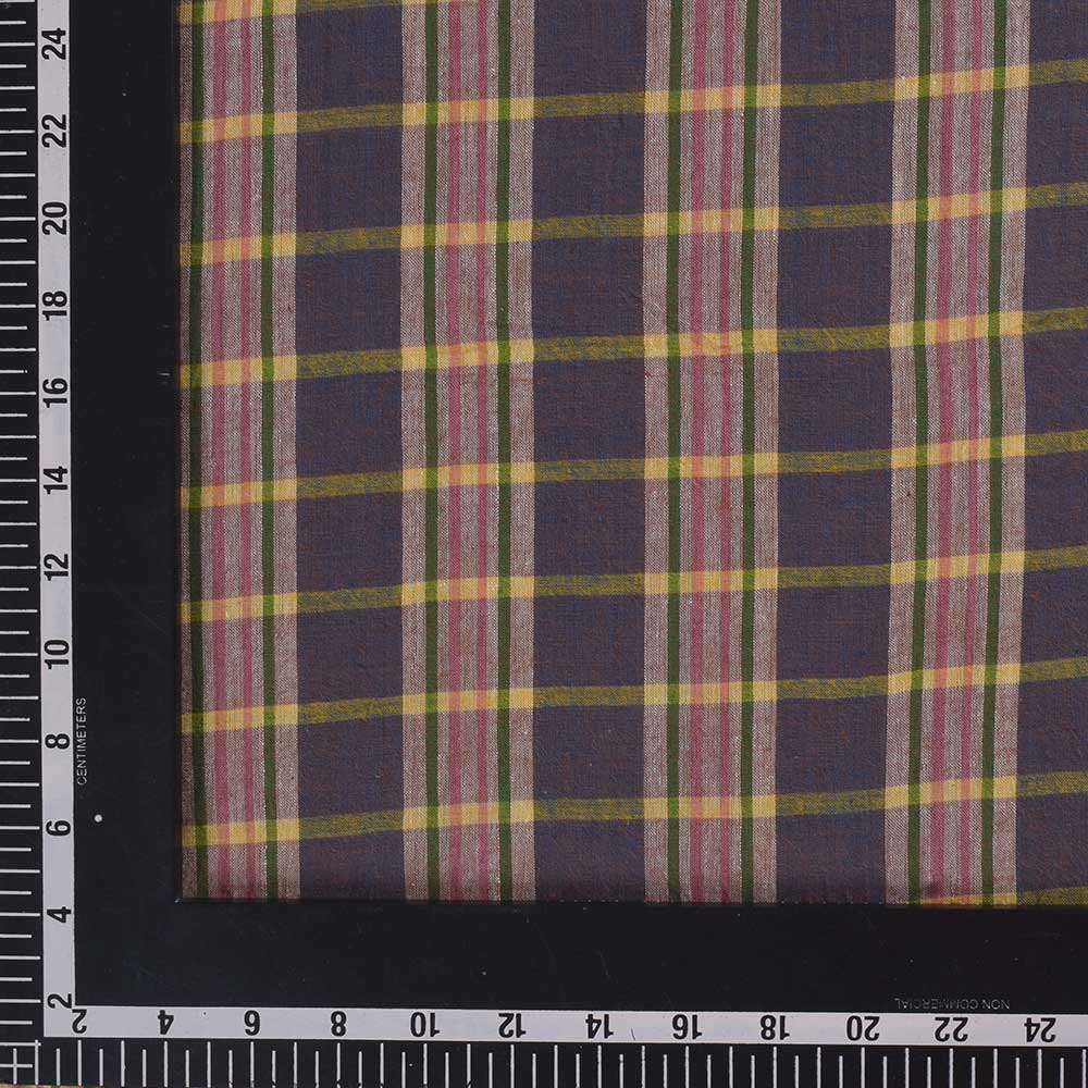 CHECK MULTICOLOR PURE COTTON 68 GSM HANDWOVEN FABRIC
