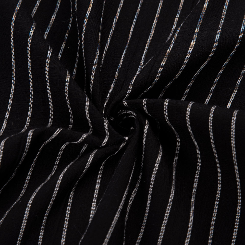 Stripe Black Pure Cotton 119 GSM Handwoven Fabric