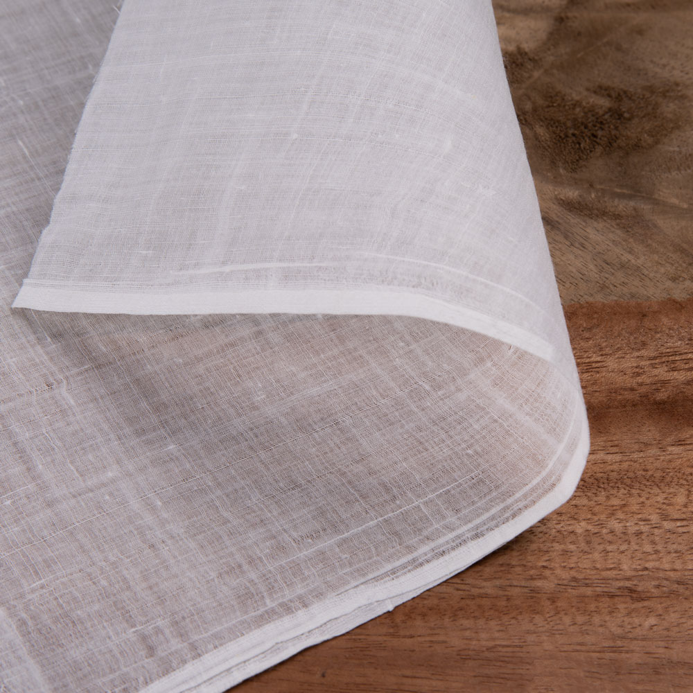 White Khadi Handspun & Handwoven 35 GSM Muslin Fabric - Bleached & Dyeable