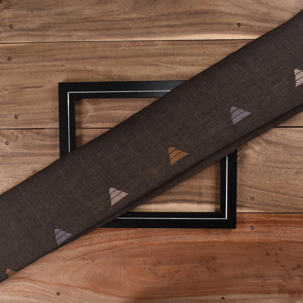 Geometric Brown Jamdani Pure Cotton Handwoven 62 GSM Fabric