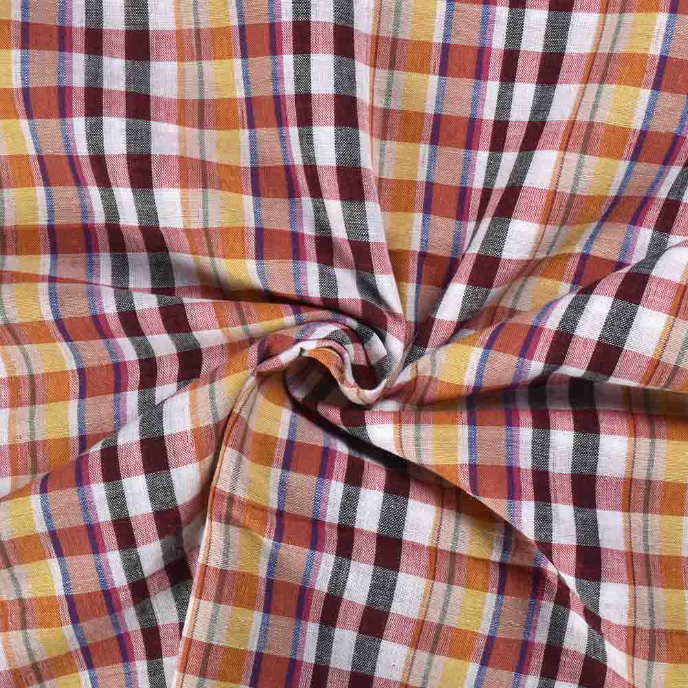 Check Multicolour Pure 90 GSM Cotton Handwoven Fabric