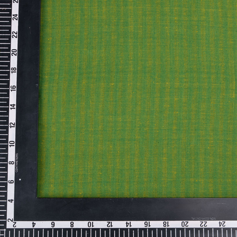STRIPE GREEN PURE COTTON 92 GSM HANDWOVEN FABRIC P12