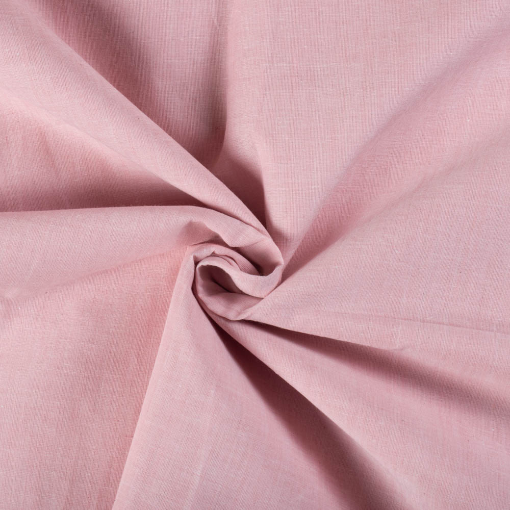 Chambray Pink Khadi Cotton 62 GSM Handwoven Fabric B8a