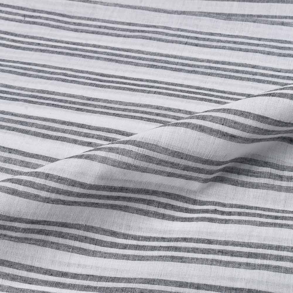 STRIPE BLACK & WHITE PURE COTTON 58 GSM HANDWOVEN FABRIC