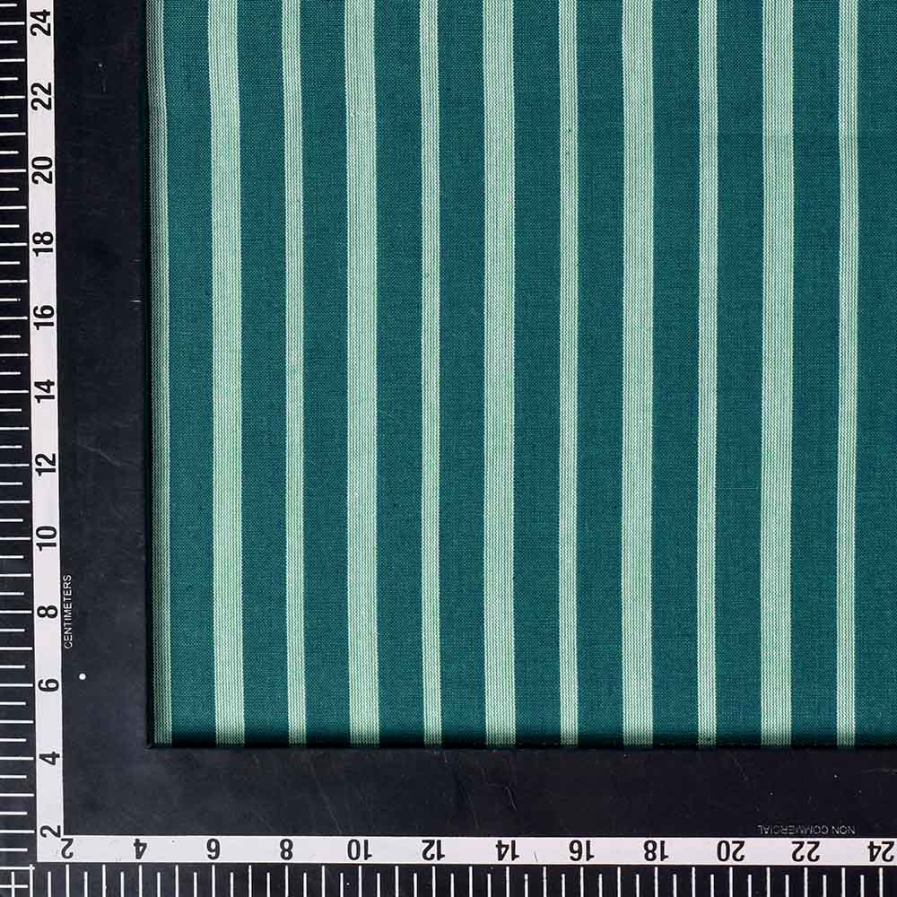 STRIPE GREEN PURE COTTON 100 GSM HANDWOVEN FABRIC 318