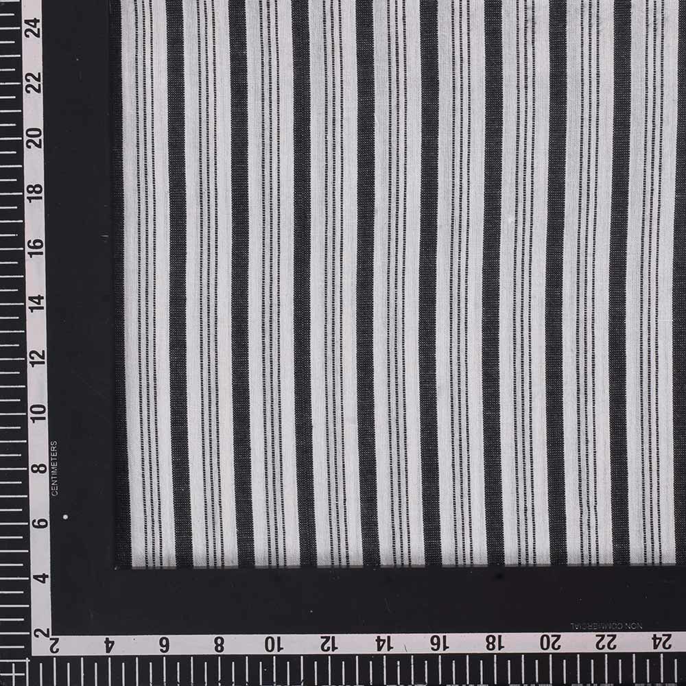 STRIPE BLACK & WHITE PURE COTTON 85 GSM HANDWOVEN FABRIC H