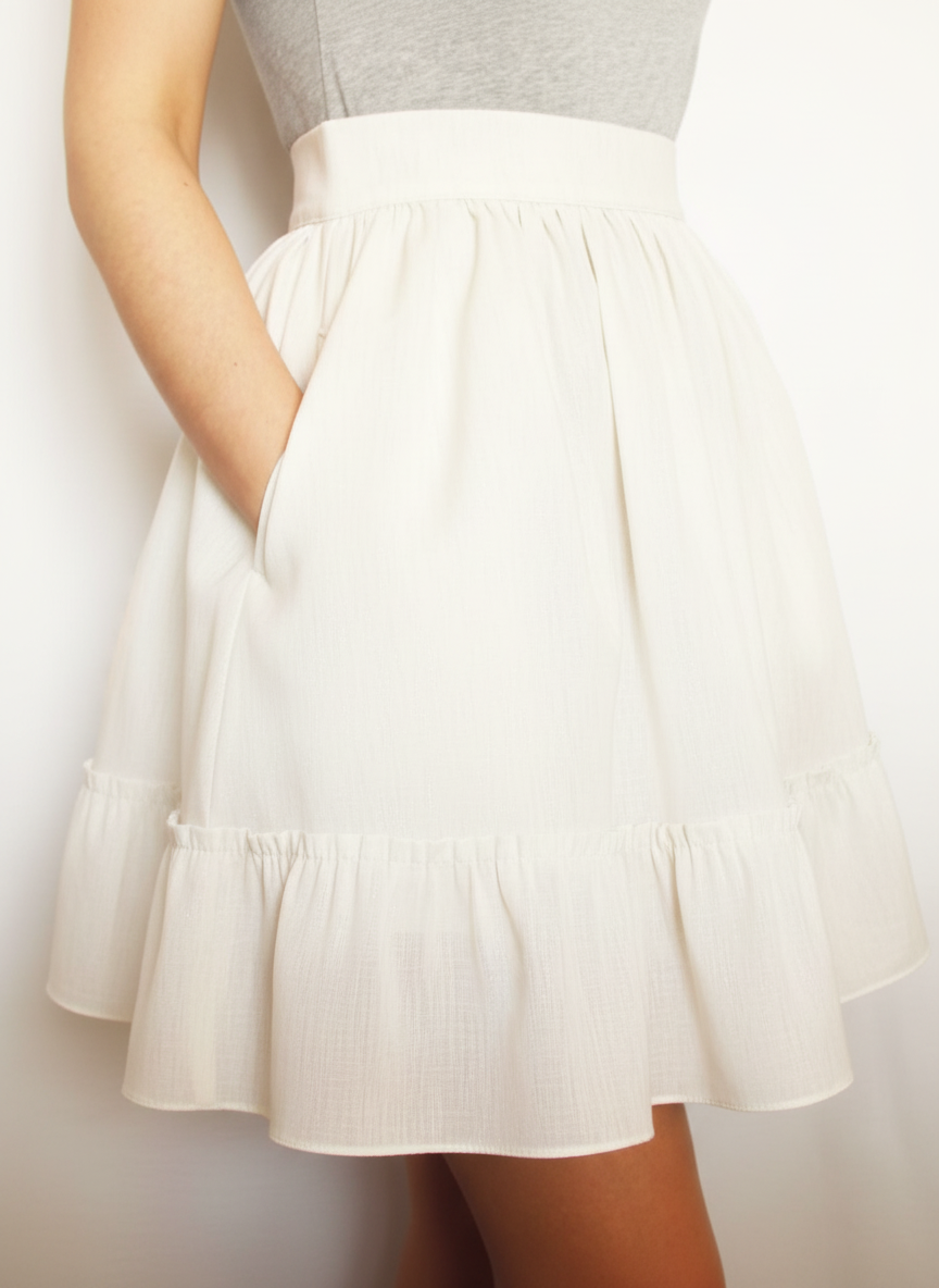 Tiered Gathered Skirt With Pockets
