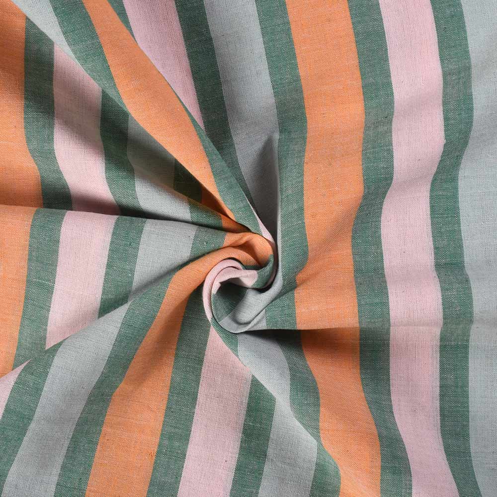 Stripe Multicolor Pure Cotton 100 GSM Handwoven Fabric