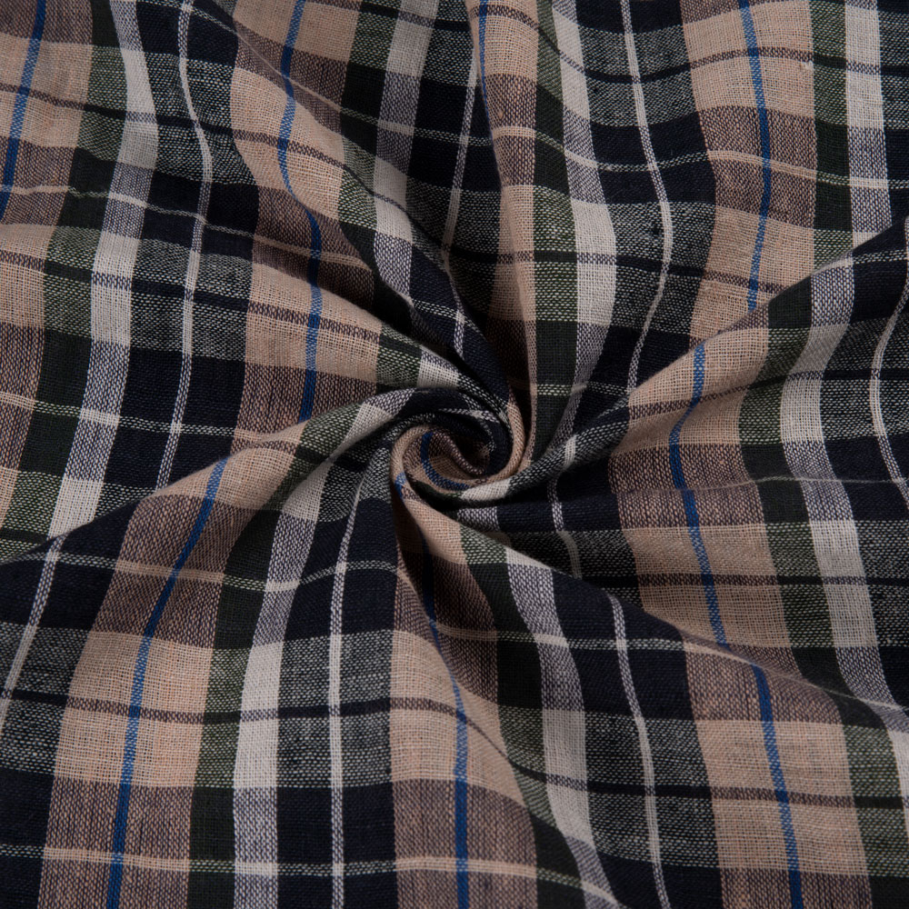 Check Brown & Black Pure Cotton 94 GSM Handwoven Fabric