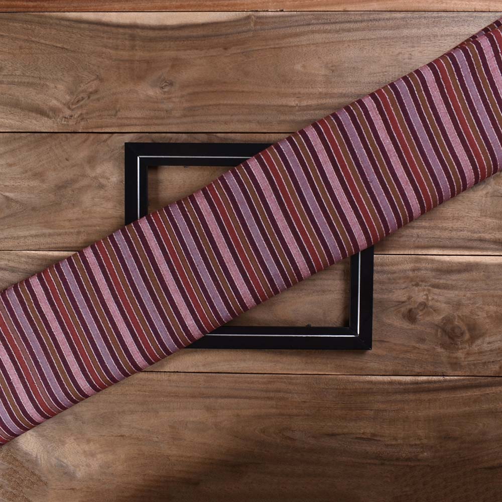 Stripe Multicolor Pure Cotton 60 GSM Handwoven Fabric 311