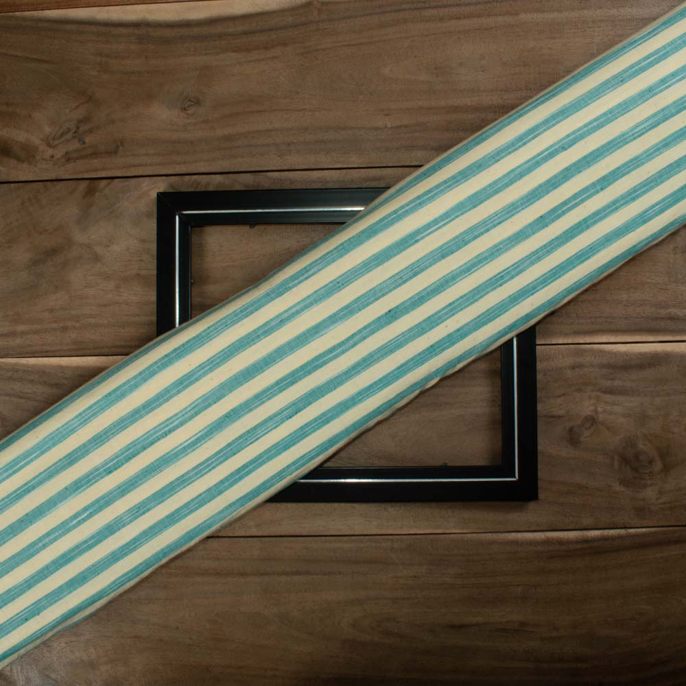 Stripe Yellow Sea Green Tie-Dye 130 GSM Khadi Cotton Handwoven Fabric 80