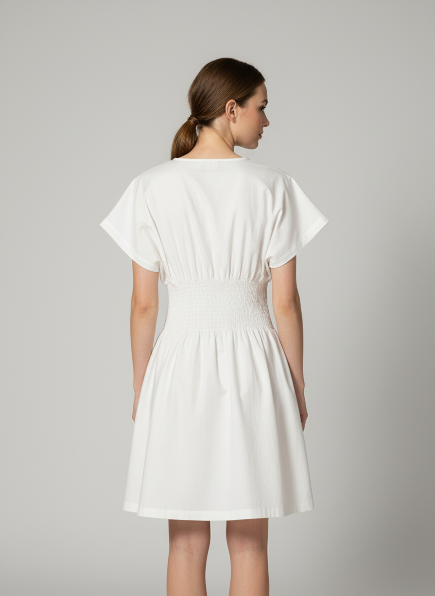 Smocking Dress-Kimono Sleeves-Mini Dress