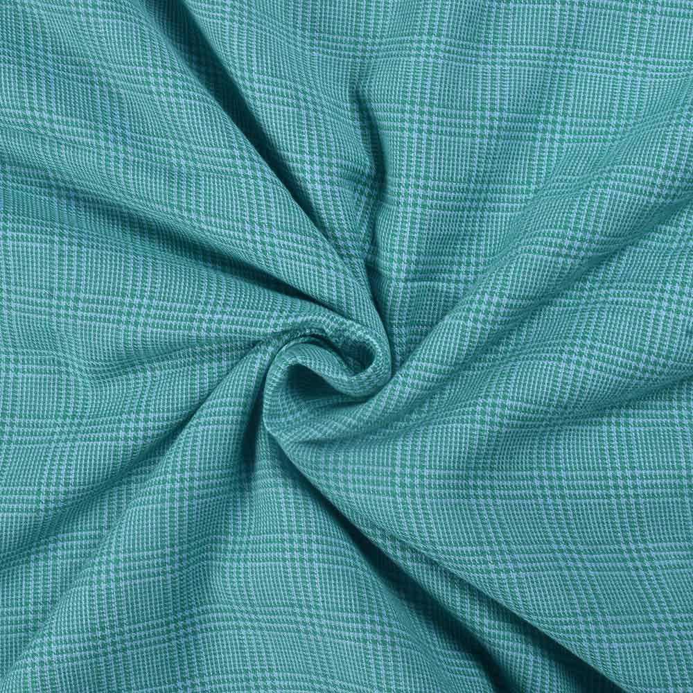 Check Houndstooth Teal Pure Cotton 104 GSM Handwoven Fabric