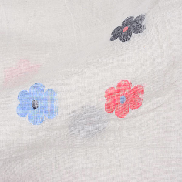 Floral Creamjamdani Pure Cotton 55 GSM Fabric