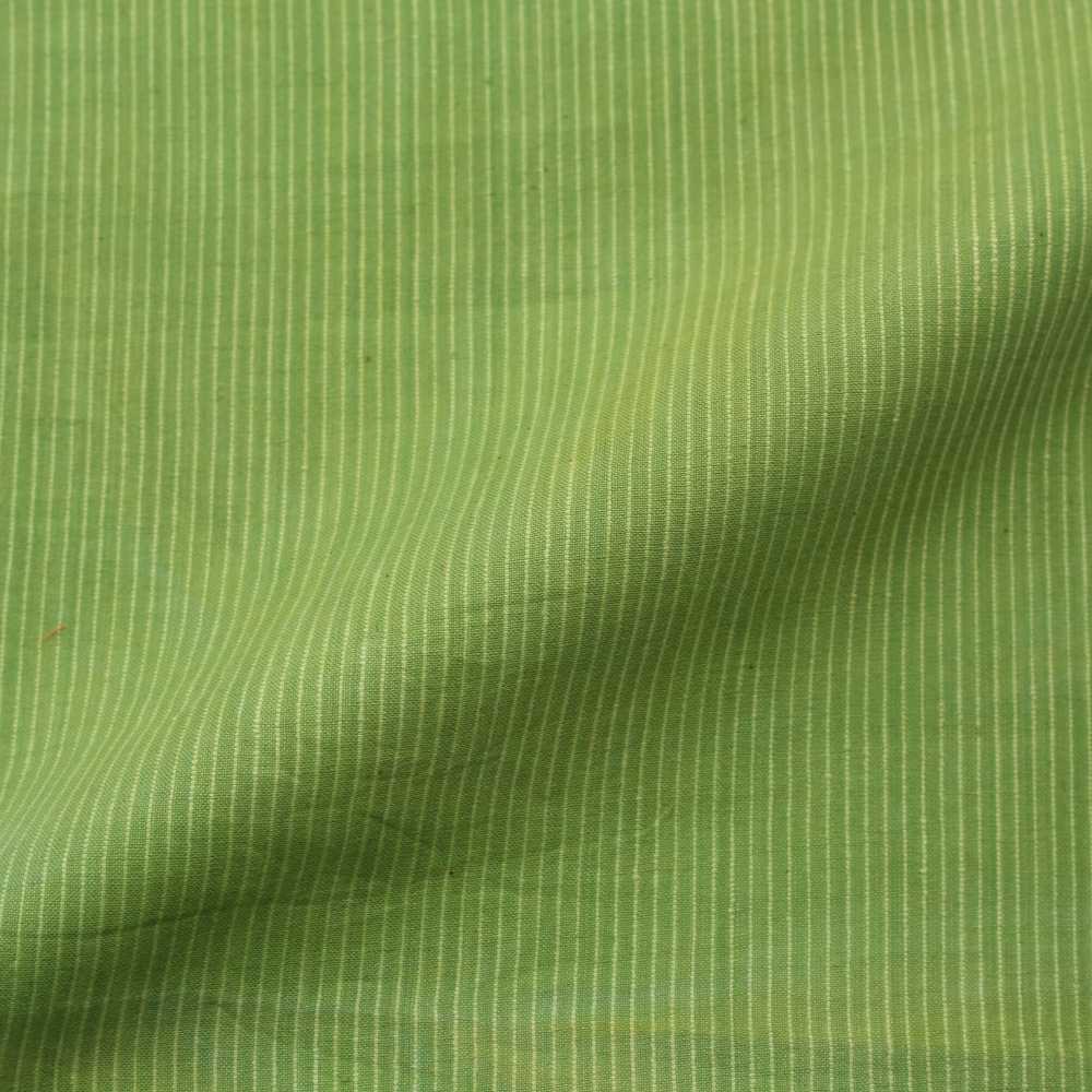 Stripe Light Green Pure Cotton 98 GSM Handwoven Fabric