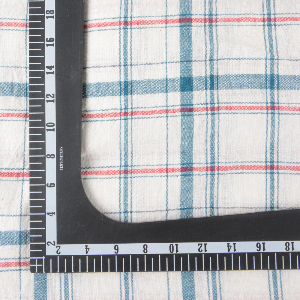 CHECK BLUE & WHITE PURE KHADI FABRIC - 120 GSM HANDSPUN & HANDWOVEN