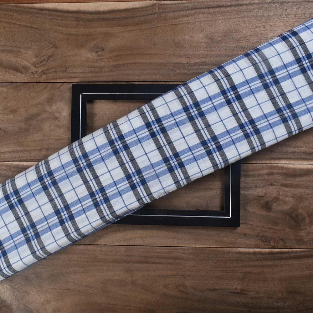 Check Multicolor Pure Cotton 98 GSM Handwoven Fabric 417