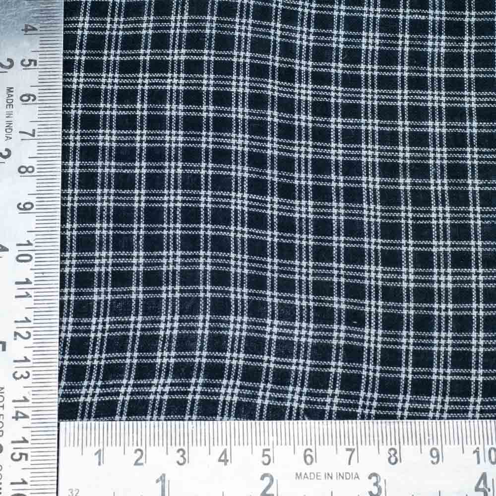CHECK BLACK PURE COTTON 105 GSM HANDWOVEN FABRIC 14