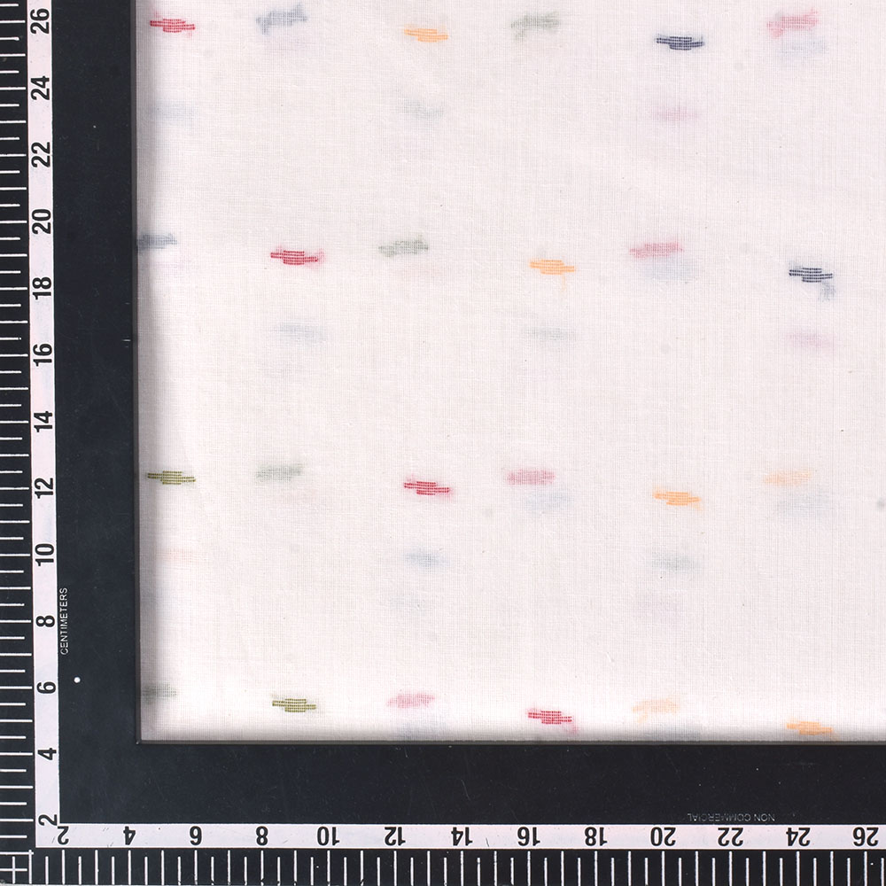GEOMETRIC WHITE JAMDANI KHADI COTTON 60 GSM HANDWOVEN FABRIC