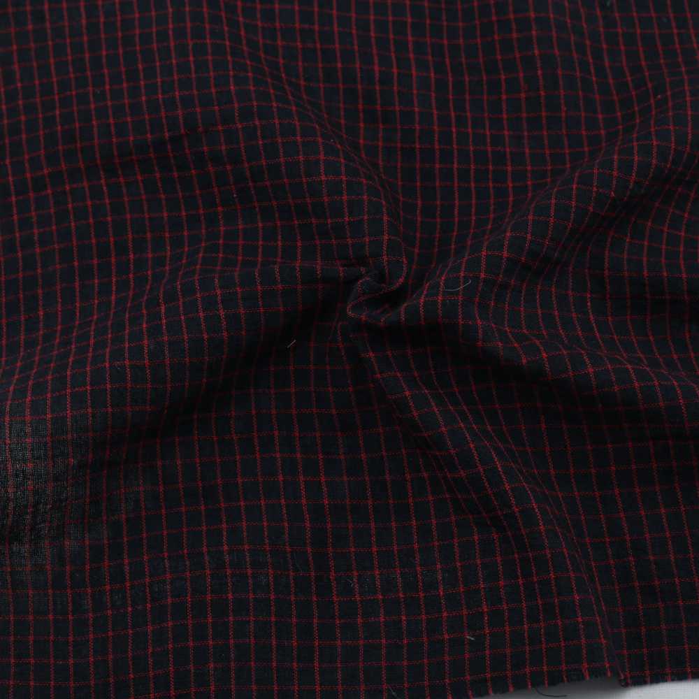 Check Black Pure Cotton 105 GSM Handwoven Fabric