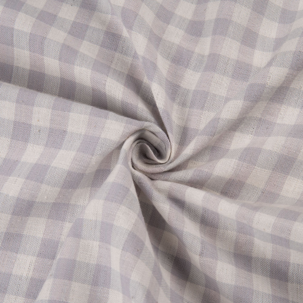 Gingham Check Grey Pure Khadi 120 GSM Handspun & Handwoven Fabric 302
