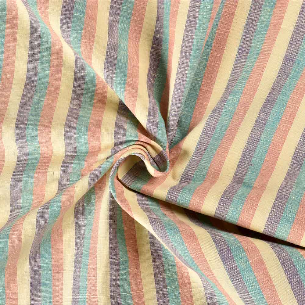 Stripe Multicolour Khadi Cotton 115 GSM Handwoven Fabric