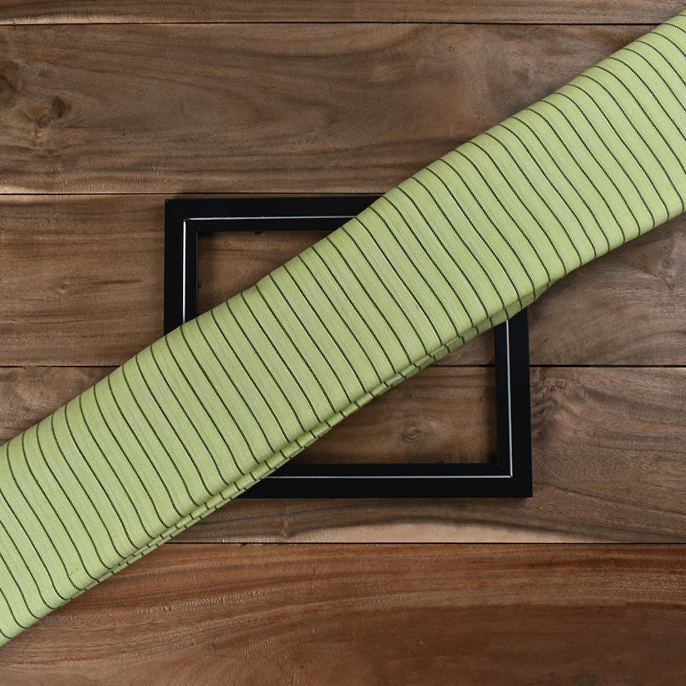 Stripe Twill Lemon Green Pure Cotton 100 GSM Handwoven Fabric