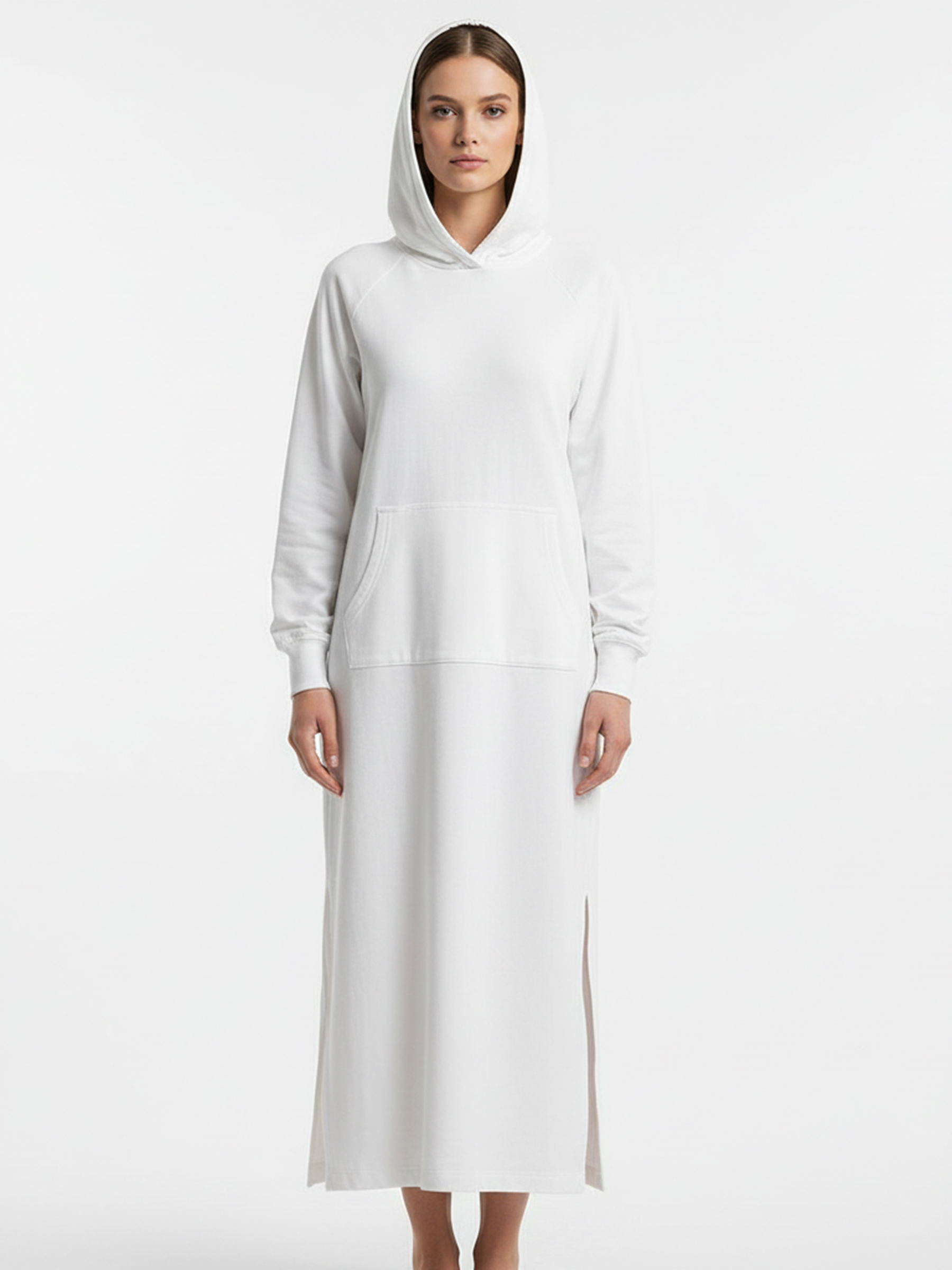 Side Slit Hooded Long Dress